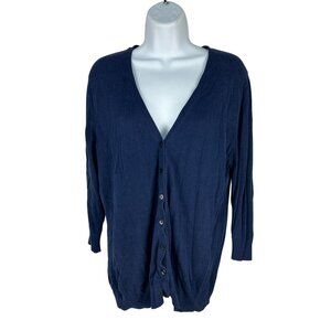 Old Navy Womens Large Navy Blue Cardigan Basic V-Neck Button Down Lightweight